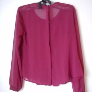 $6 cleanout NORDSTROM ASTR Dark Red/Wine Sheer Pleat TOP SZ S